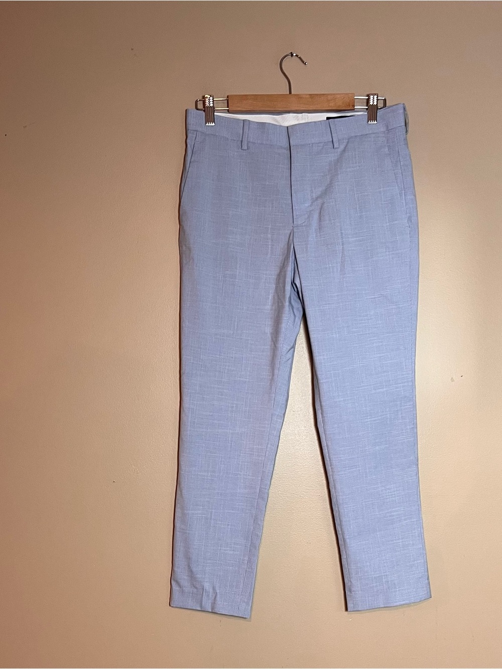 H&M Light Blue Gingham Slim Fit Mens Size 32R Work Casual